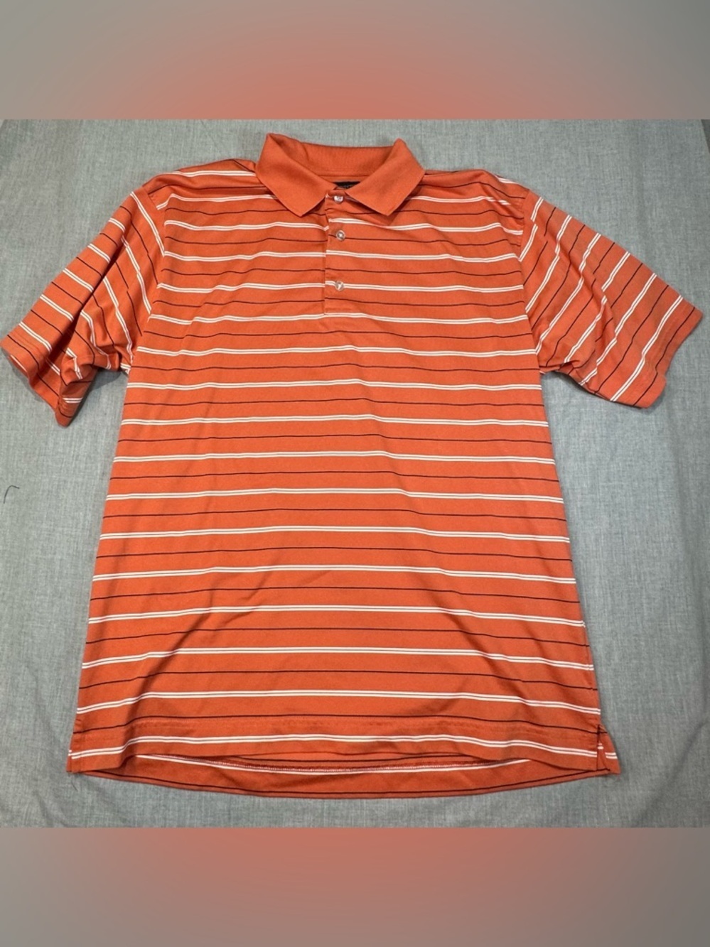 PGA Tour Orange Polo with White Stripe Airflux performance